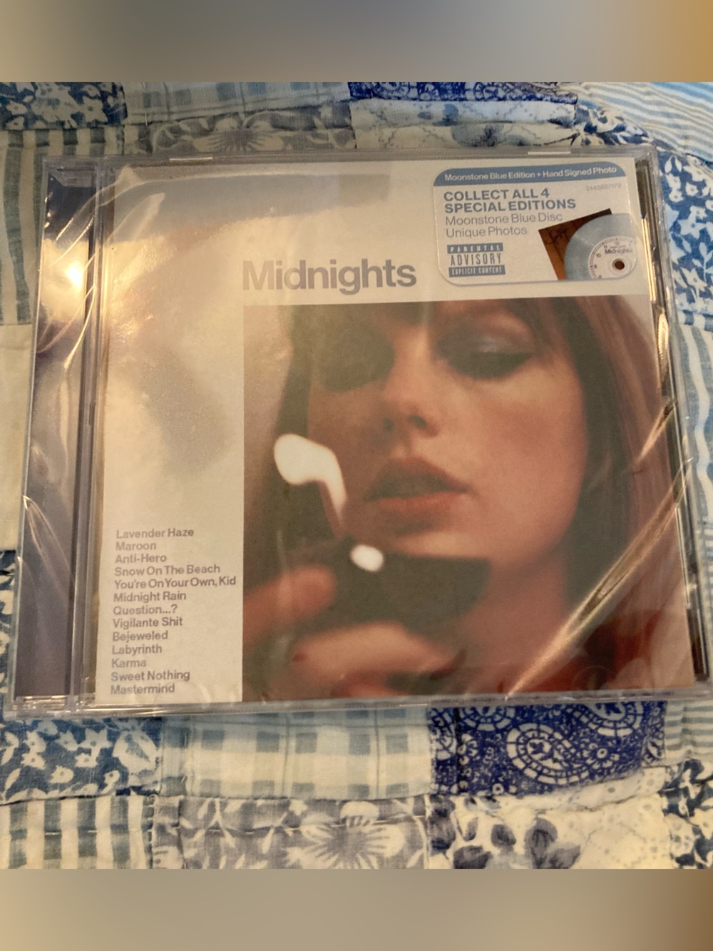 NWT Taylor Swift Autographed Midnights CD - Moonstone Blue Edition